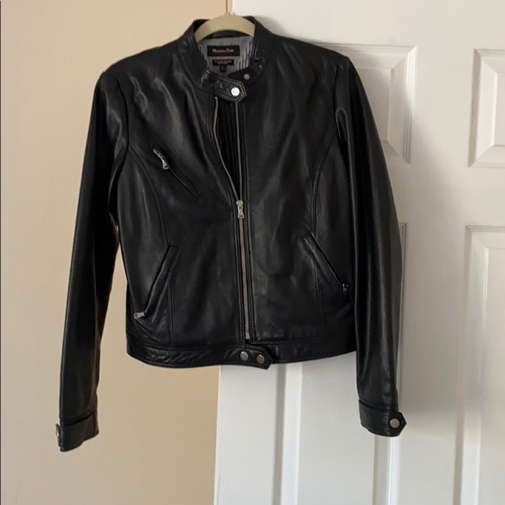Massimo Dutti black lamb leather jacket NWOT